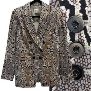 CABI 3733 Python Snakeskin Brown Ponte Knit Double Breasted Blazer Jacket  10